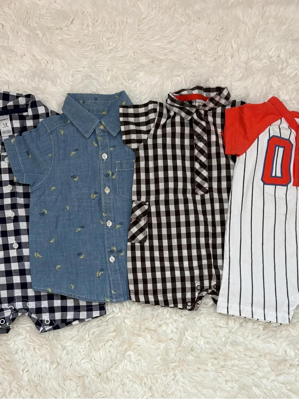 Carter's Baby Boy Summer Closet Starter Bundle - Rompers & Shirt 9-18 Months